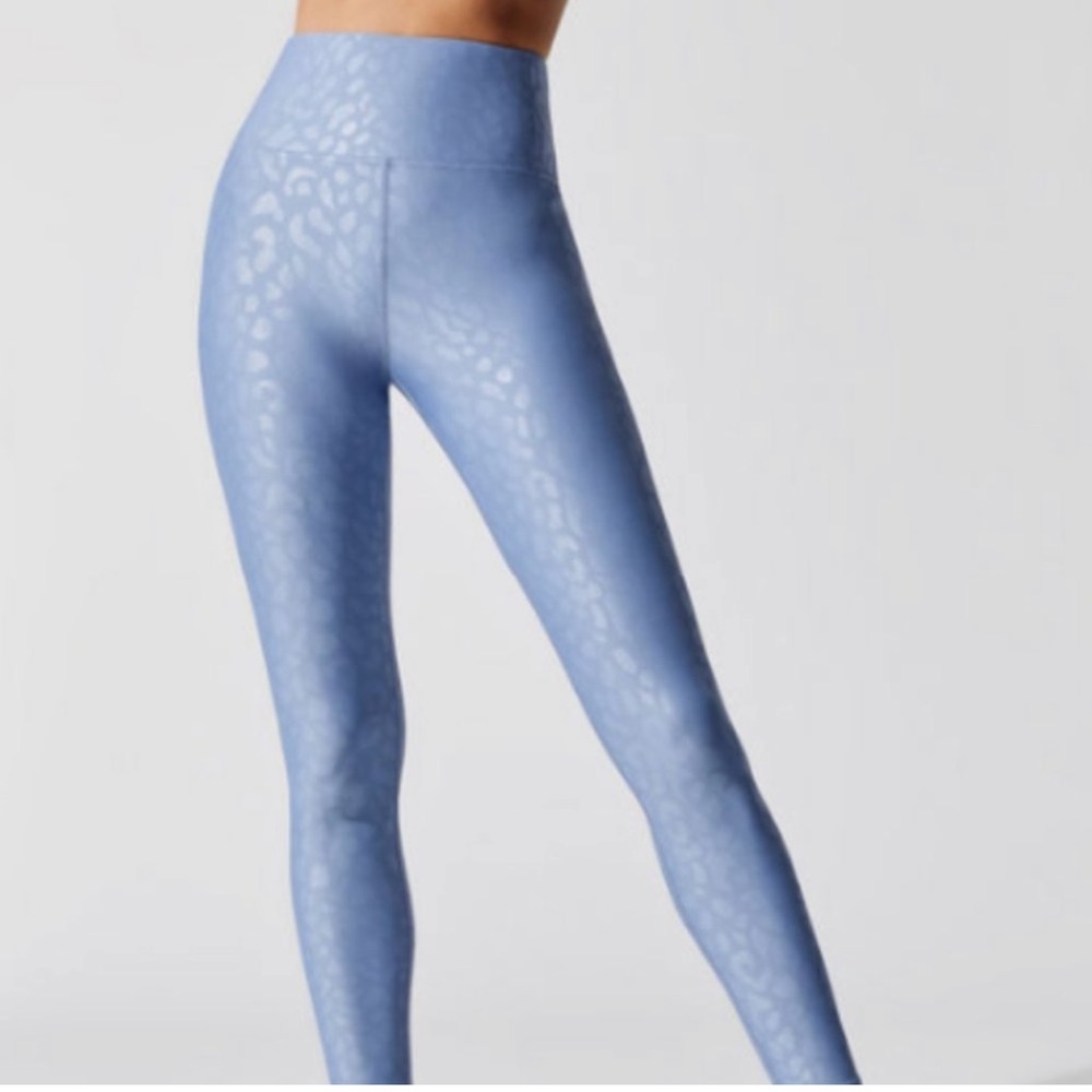 Carbon38 light blue cheetah print leggings (high waisted)